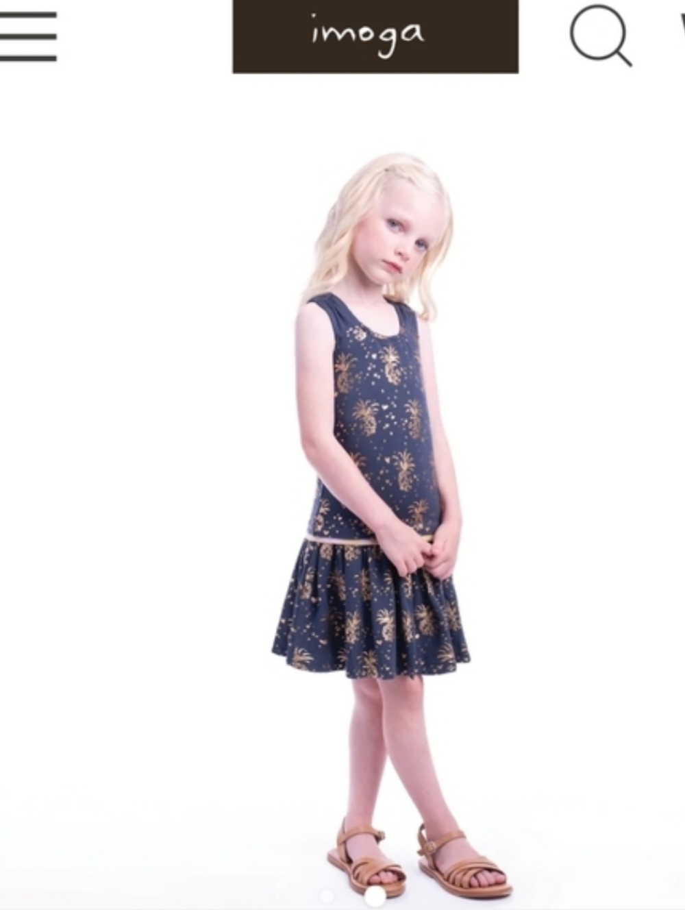 IMOGA Navy & Gold Lame Pineapple Print Jersey Dress 8 NWT